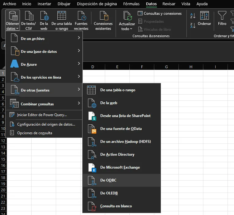 Importación de datos de Aspel a Excel desde Microsoft Query